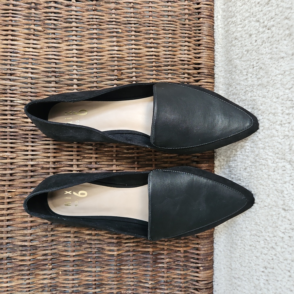 Black Leather and Suede Flats Sizs 10 - MIX NO. 6